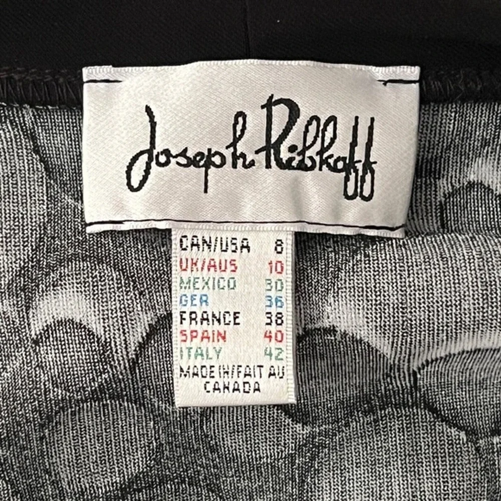 Joseph Ribkoff Dress Size 8 Polka Dot Colorblock Chic Cowl Neck Dress Monochrome - Picture 6 of 6